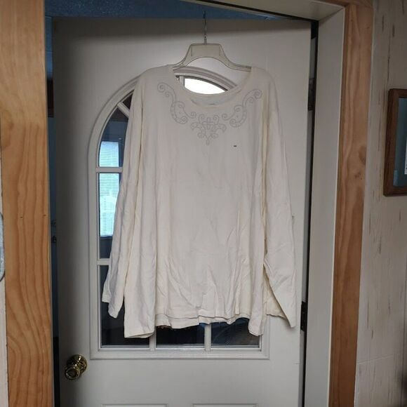 New Liz & Me For Catherines Cream Colored Long Sleeved Top Size Women's 5X - Picture 1 of 2